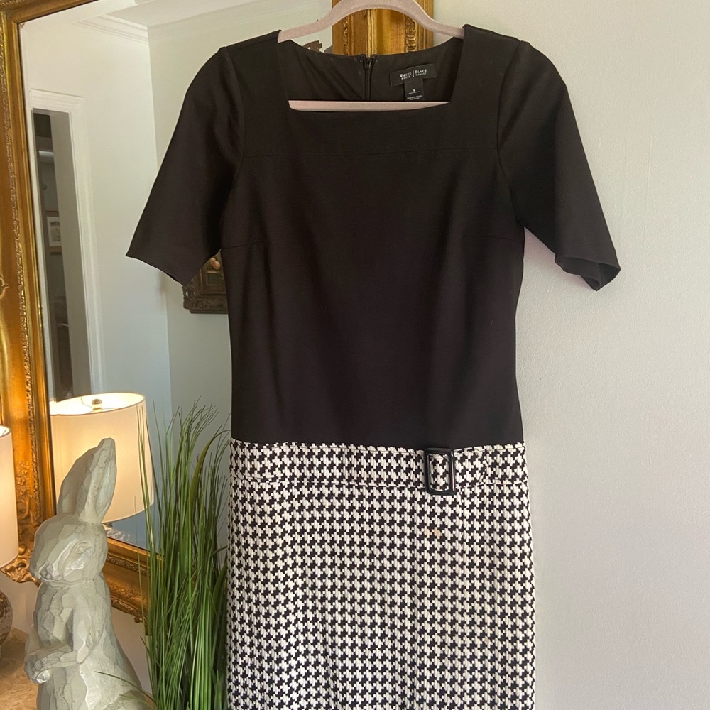 Houndstooth and black dress